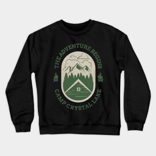 The Adventure Begins Camp Crystal Lake Retro Halloween Design Crewneck Sweatshirt